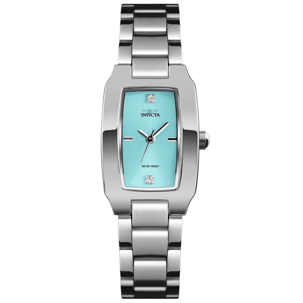 Invicta Wildflower Lady 22mm Silver Tone Case Blue Metal Dial Silver Band